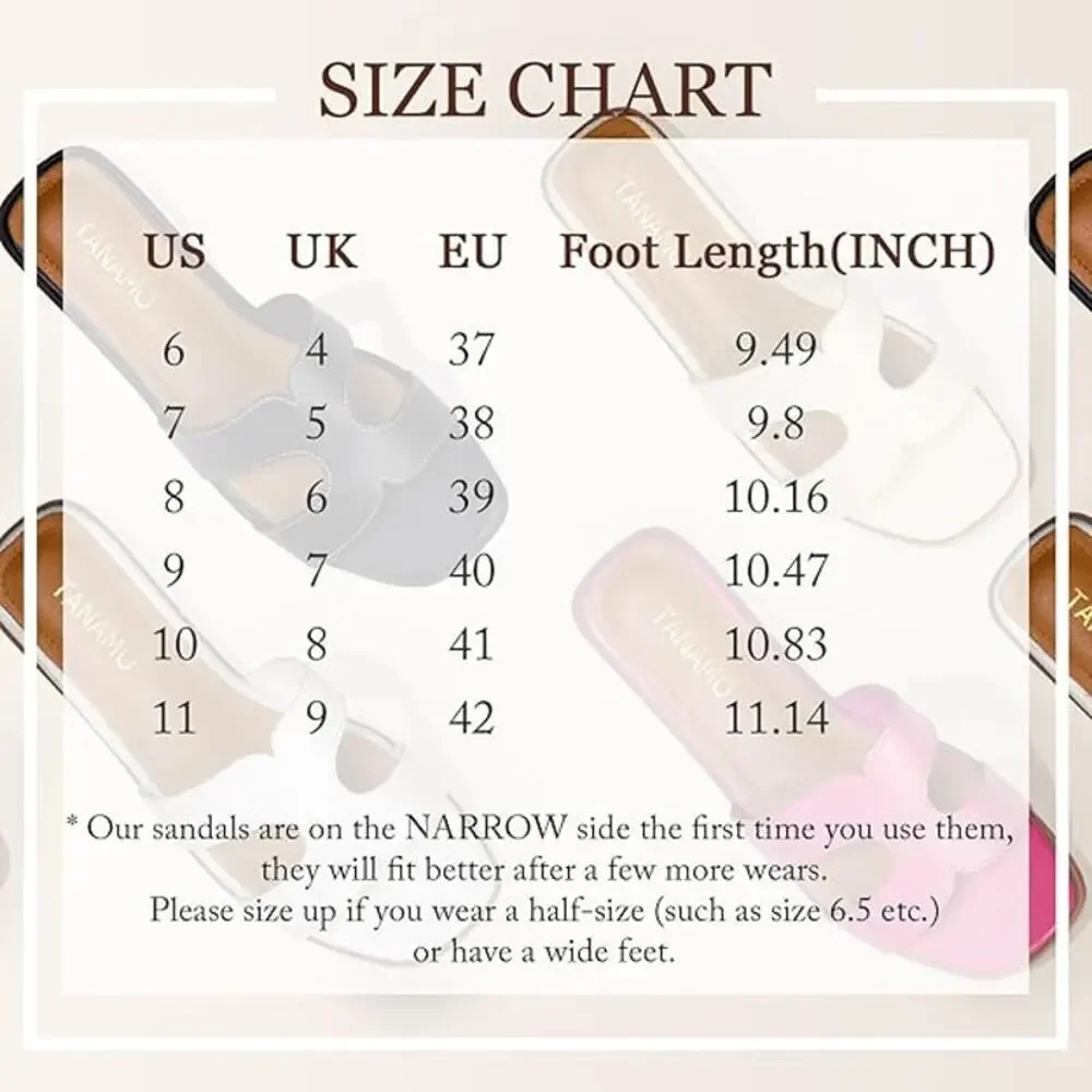 Tanamo Women's Sandals Girls Slides Narrow Dressy Flat Square Open Toe Pink SZ 7 - Picture 5 of 6